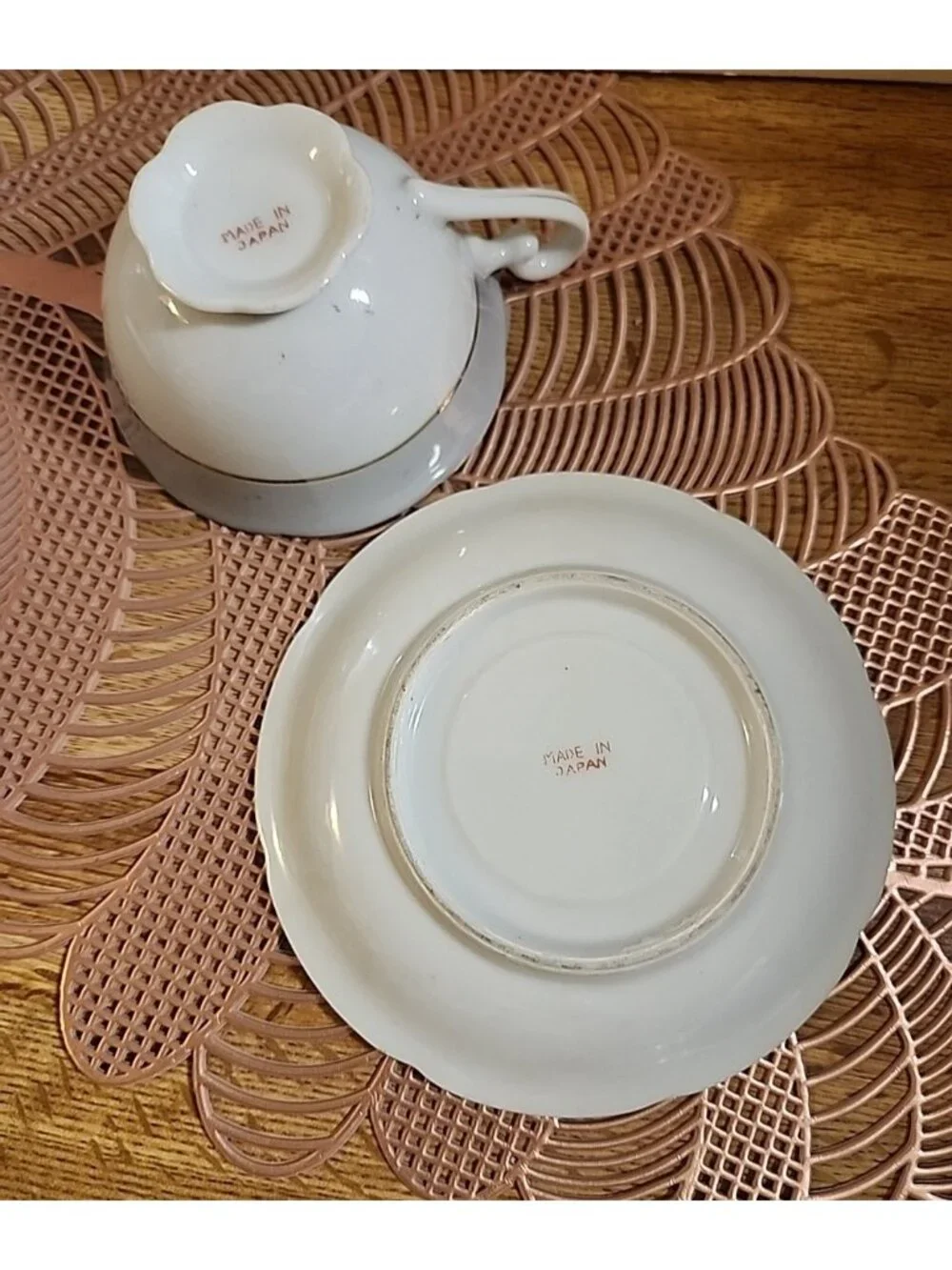 Hand Painted Gold Tea Cup & Saucer Set Vintage Bone China Blue Pink Porcelain
